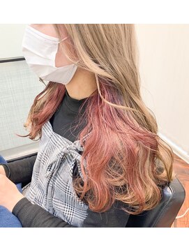 シャンドゥール 栄店(CHANDEUR) インナーカラーハイトーン大人可愛いブロンドベージュピンク