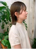 ロブボブオリーブベージュオリーブカラーブリーチなし小顔前髪