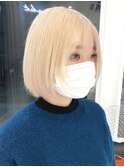 ブリーチハイトーンカラーショートボブツヤ髪スタイル髪質改善