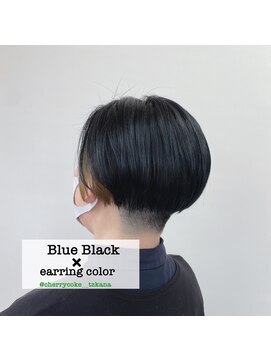 チェリーコーク(HAIR CHERRY COKE) 刈上マッシュ【ブルーブラック×イヤリングカラー】
