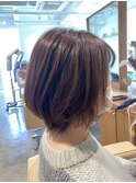 大人ショートボブ丸みショートカットマッシュショート前髪あり