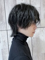 プログレス 仙台駅東口店(PROGRESS)&nbsp;メンズ　ウルフ×アッシュブラック　パーマ風　10代/20代/30代