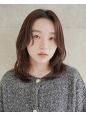 前髪なし小顔ミディアムレイヤー