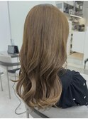 ◎ロングミディアムサンドベージュ小顔顔まわり前髪