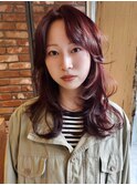 【macana指名】レイヤーカットウルフ暖色カラーワインレッド