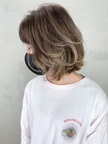 アルバム 銀座(ALBUM GINZA) バレイヤージュボブ_ハイライトカラーオリーブカラー_ba304812