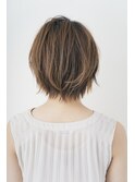 20代30代大人かわいいハンサム耳掛けショート×ブルーグレージュ