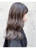 【打越】セミロング×グレージュ