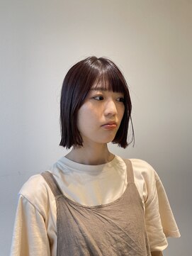 サラ ビューティー サイト 古賀店(SARA Beauty Sight) 20代30代/大人可愛い/暖色カラー/ぷつっとボブ/艶髪