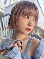 サロンドミルク 原宿(salon de MiLK) ハイライトミルクティーベージュ顔周りレイヤーカット/原宿