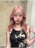 ピンクベージュ/ハイトーン/似合わせカット