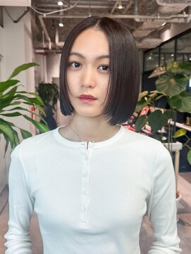 アルバム 新宿(ALBUM SHINJUKU) ボブグレージュ顔周りレイヤー韓国ヘアミディアム_F1120