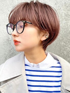 ガーデン タチカワ(garden tachikawa) 束感ショート×小顔立体カット×ピンクベージュ