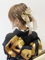 トルネード(TORNADO) 卒業式ヘア成人式ヘア 振袖 袴 ラメ 金箔 水引き シニヨンK0828