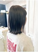福山美容室Caary 切りっぱなし外ハネミディアム透明感10代20代