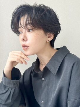 ノラギンザユー(NORA GINZA/U) ハンサムショートパーマニュアンスパーマ黒髪耳かけ10代20代