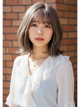 フルショウ 小牧(FURUSHO) くすみベージュ小顔カット外ハネボブ結べるボブレイヤーカット