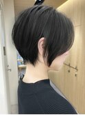 大人可愛い20代30代40代黒髪前下がりショートボブ丸みショート◎