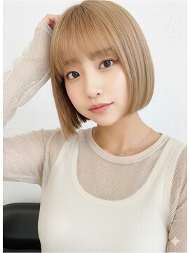 アース 大曽根店(HAIR&MAKE EARTH) earthショートレイヤーボブミルクティー丸みショートボブ