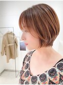 別府ショートボブ顔まわりレイヤーカット髪質改善カラー30代