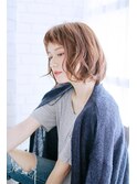 ショートバングの外ハネカール