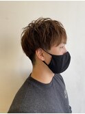 柔らかベージュの束感マッシュ