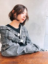 メーヴェ(Mowen)&nbsp;mowen 南堀江　ミニボブ×ピンクブラウン×ニュアンスパーマ