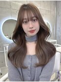 透明感グレージュ×韓国くびれヘア
