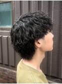 緩め縦落ちツイストスパイラルパーマ×メンズツーブロックウルフ