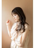 オリーブグレージュ韓国風巻き髪フェイスレイヤーラフウェーブ