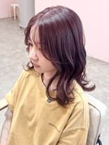 サロン ド ユーア(salon de yuua)&nbsp;中区大手町美容院　カシスカラー　セミロングヘアー