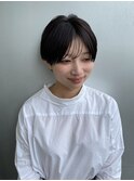 丸みショートシースルーバングくびれボブマッシュショート