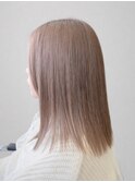 レイヤーカットミルクティーベージュブリーチなしダブルカラー