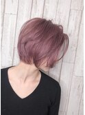 ピンク×ショートボブ