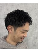 刈り上げアップバンクメンズビジネスナチュラルパーマ