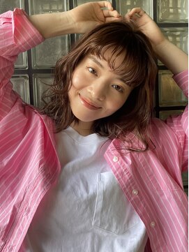 ガーデン 銀座(GARDEN) デジタルパーマ　チェリーブラウン　伸ばしかけヘア　イメチェン