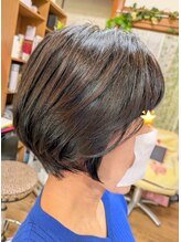 アンケア(an care)&nbsp;大人可愛い黒髪前下がりショートボブ丸みショート◎