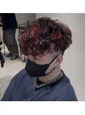 メッシュ　なみ巻き　メンズパーマ