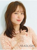 小顔魅せミディアムレイヤーウルフ似合わせ前髪大人顔周りくびれ