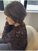 白髪ぼかしアンブレラハイライトショートヘア白髪40代