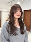 ロングレイヤー/顔まわりレイヤー/マロンベージュ