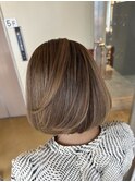 明るい白髪染め ボブカット