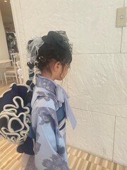 七五三ヘアセットリボンアレンジ7歳　崩れない和装ヘアセット