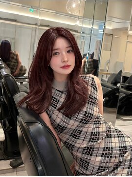 ノク 渋谷(nok) サナちゃんラベンダー_オリーブベージュレイヤーカット