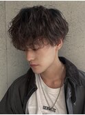 ミディアムメンズウルフ×縦落ち波巻きツイストスパイラルパーマ
