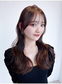 前髪カット美髪おくれ毛韓国ヘアロング_ba550412