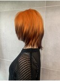 ブリーチグラデーション×ウルフ×オレンジカラー