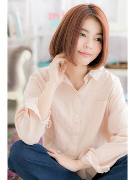 ミック ヘアアンドメイク アップ 駒込店(miq Hair&Make up) ミルクティーピンクエアストレート小顔前下がりボブb1