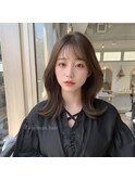 韓国ヘア ミディアム ピンクベージュ