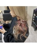 ブロンドベージュ×チェリーピンク